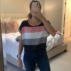 Stripped top with open back/bow